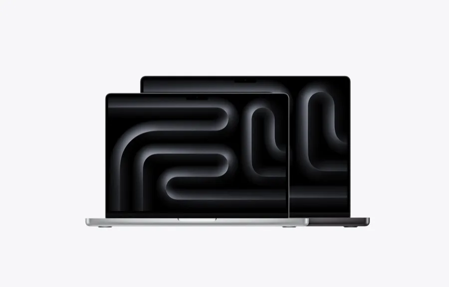 MacBook Pro aberto, visto de frente